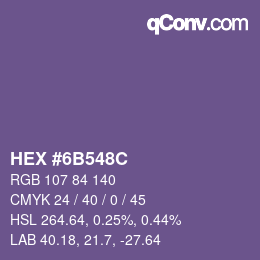 Color code: HEX #6B548C | qconv.com