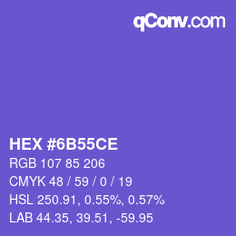 颜色代码: HEX #6B55CE | qconv.com
