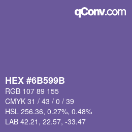 颜色代码: HEX #6B599B | qconv.com
