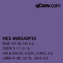 Color code: HEX #6B5A8F33 | qconv.com