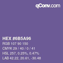 Código de color: HEX #6B5A96 | qconv.com