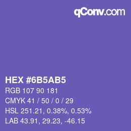 颜色代码: HEX #6B5AB5 | qconv.com