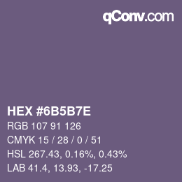 Color code: HEX #6B5B7E | qconv.com