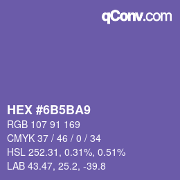 カラーコード: HEX #6B5BA9 | qconv.com
