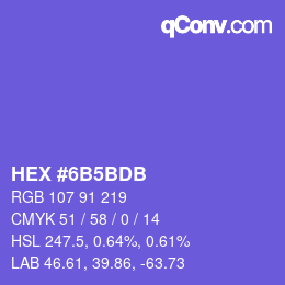 カラーコード: HEX #6B5BDB | qconv.com