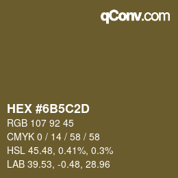 Color code: HEX #6B5C2D | qconv.com