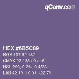 Color code: HEX #6B5C89 | qconv.com