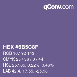 カラーコード: HEX #6B5C8F | qconv.com
