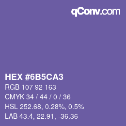 颜色代码: HEX #6B5CA3 | qconv.com