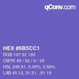 颜色代码: HEX #6B5CC1 | qconv.com