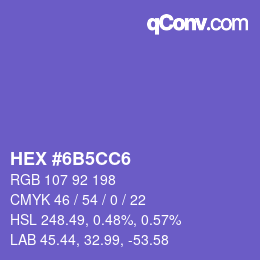 カラーコード: HEX #6B5CC6 | qconv.com