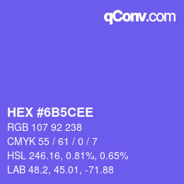 Color code: HEX #6B5CEE | qconv.com