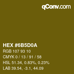 颜色代码: HEX #6B5D0A | qconv.com