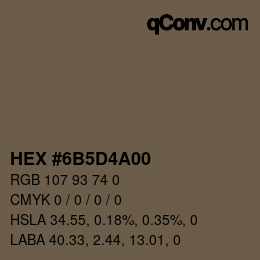 Color code: HEX #6B5D4A00 | qconv.com
