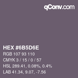 Color code: HEX #6B5D6E | qconv.com