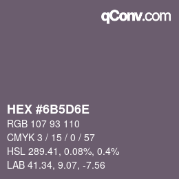 Color code: HEX #6B5D6E | qconv.com