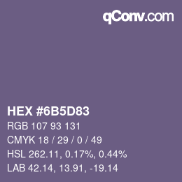 Color code: HEX #6B5D83 | qconv.com