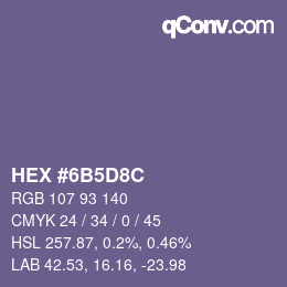 Color code: HEX #6B5D8C | qconv.com