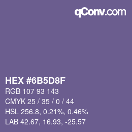 カラーコード: HEX #6B5D8F | qconv.com