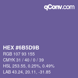 カラーコード: HEX #6B5D9B | qconv.com