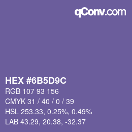 カラーコード: HEX #6B5D9C | qconv.com