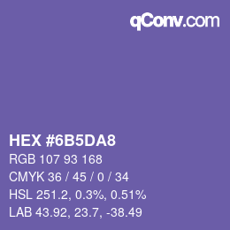 颜色代码: HEX #6B5DA8 | qconv.com