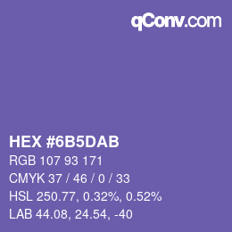 Color code: HEX #6B5DAB | qconv.com