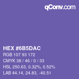 颜色代码: HEX #6B5DAC | qconv.com