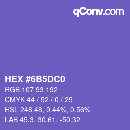 カラーコード: HEX #6B5DC0 | qconv.com