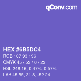 カラーコード: HEX #6B5DC4 | qconv.com