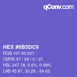 カラーコード: HEX #6B5DC9 | qconv.com