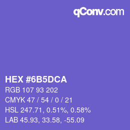 Color code: HEX #6B5DCA | qconv.com
