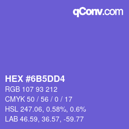 カラーコード: HEX #6B5DD4 | qconv.com