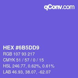 カラーコード: HEX #6B5DD9 | qconv.com