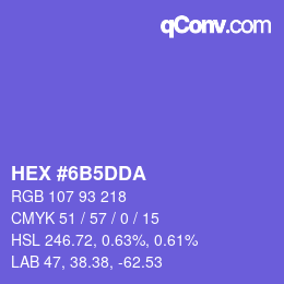 Color code: HEX #6B5DDA | qconv.com
