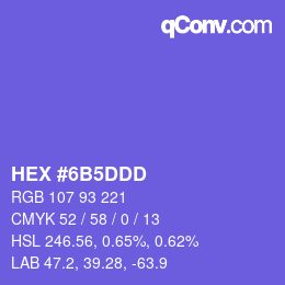 カラーコード: HEX #6B5DDD | qconv.com