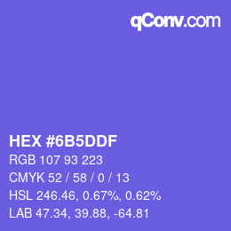 Color code: HEX #6B5DDF | qconv.com