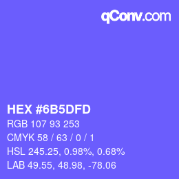 カラーコード: HEX #6B5DFD | qconv.com