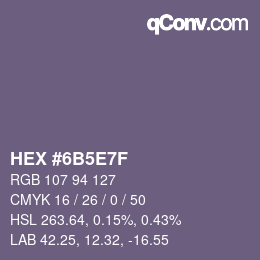 Code couleur: HEX #6B5E7F | qconv.com