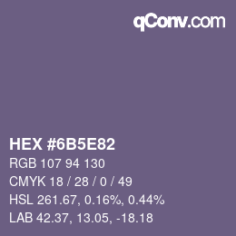 Farbcode: HEX #6B5E82 | qconv.com