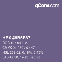 Farbcode: HEX #6B5E87 | qconv.com