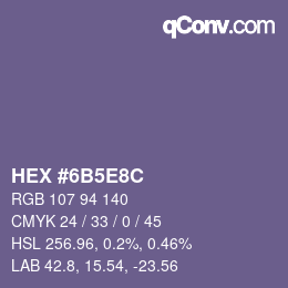 カラーコード: HEX #6B5E8C | qconv.com