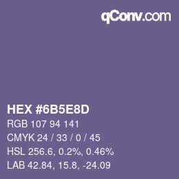 Farbcode: HEX #6B5E8D | qconv.com