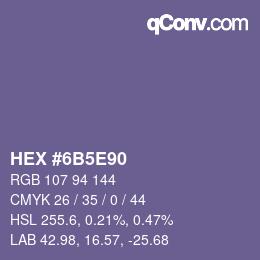 Color code: HEX #6B5E90 | qconv.com