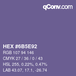 Farbcode: HEX #6B5E92 | qconv.com