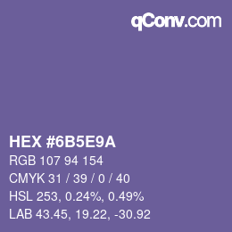 Color code: HEX #6B5E9A | qconv.com