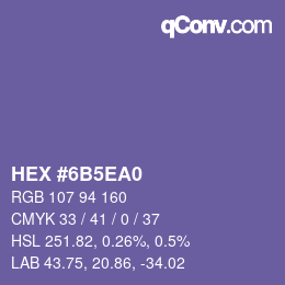 カラーコード: HEX #6B5EA0 | qconv.com