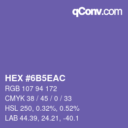 Color code: HEX #6B5EAC | qconv.com