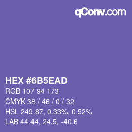 Farbcode: HEX #6B5EAD | qconv.com