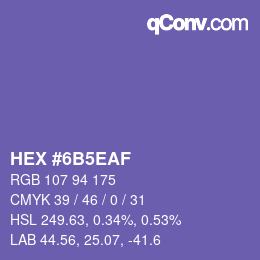 Color code: HEX #6B5EAF | qconv.com